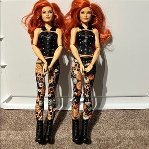 Becky Lynch Dolls with Black and Orange Outfits